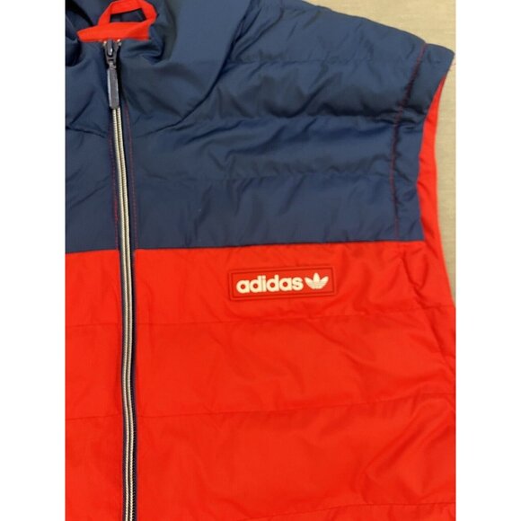 Adidas Puffer Vest Jacket Men's XL Red Zip Tri-Foil Pocketed Insulated Adult - Picture 2 of 11